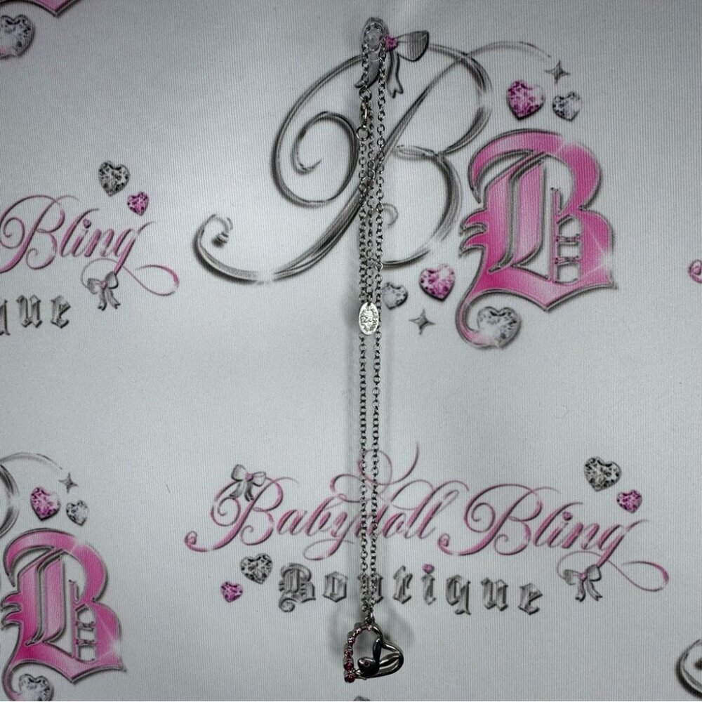 Playboy bunny necklace pink jewel diamonds silver chain link 1953 rabbit head - Picture 11 of 11